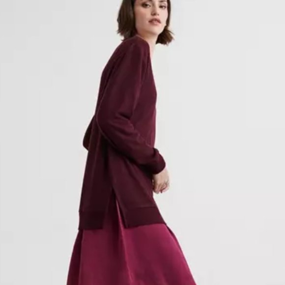 NWT Lucky Brand Cloud Jersey V-Neck Tunic in Wine - Picture 3 of 9